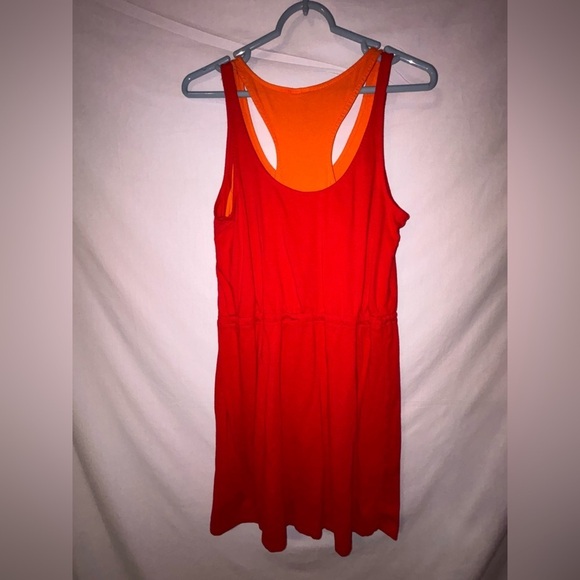 LC Lauren Conrad Red and Orange Midi Dress - Picture 8 of 9